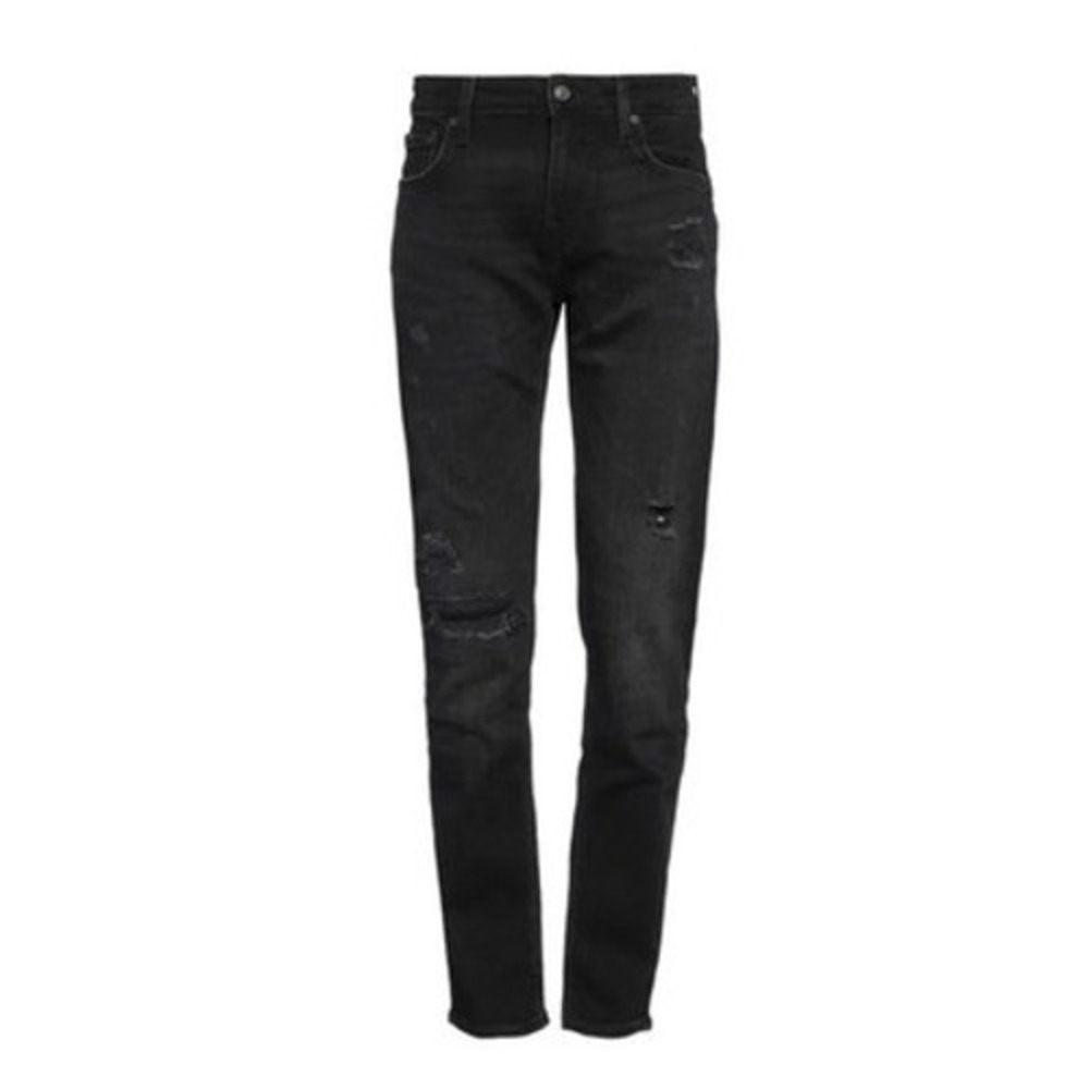 Guess Mens Straight Leg Jeans Black 5-Pocket Distressed Slim Fit Size 38